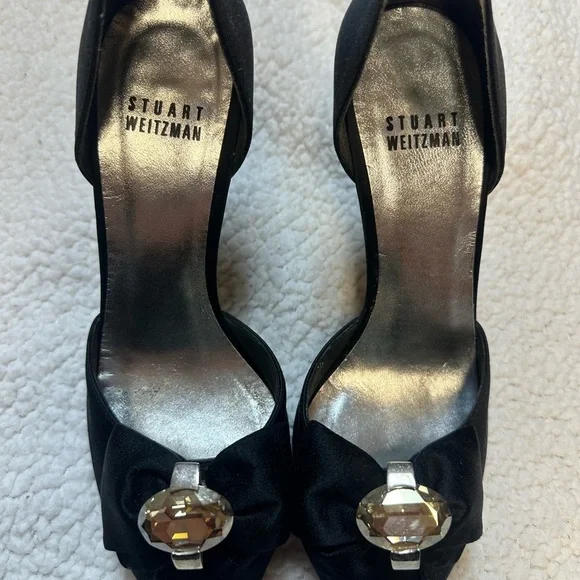Stuart Weitzman Black Heels with Gem Detail - Picture 1 of 6